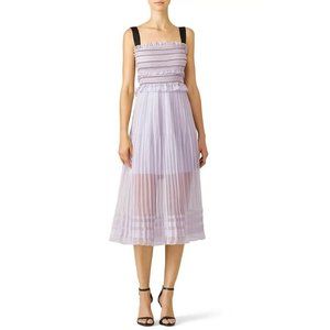 Three Floor Lilac Blushin Dress Midi Pastel Pleated Straps 4 NWOT $470
